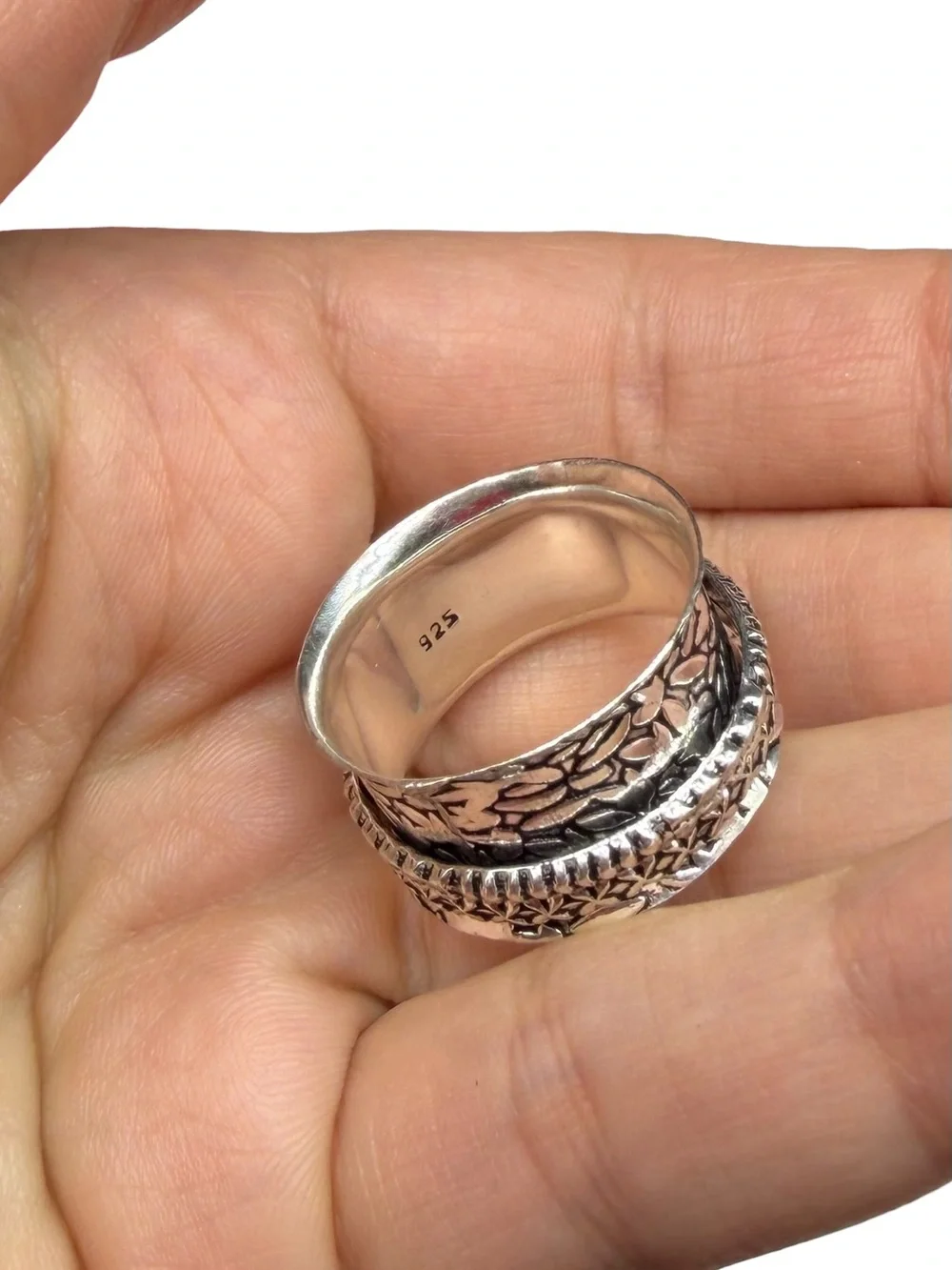 Rainbow Moonstone Spinner Thumb Ring Size 10 925 Sterling Silver Overlay